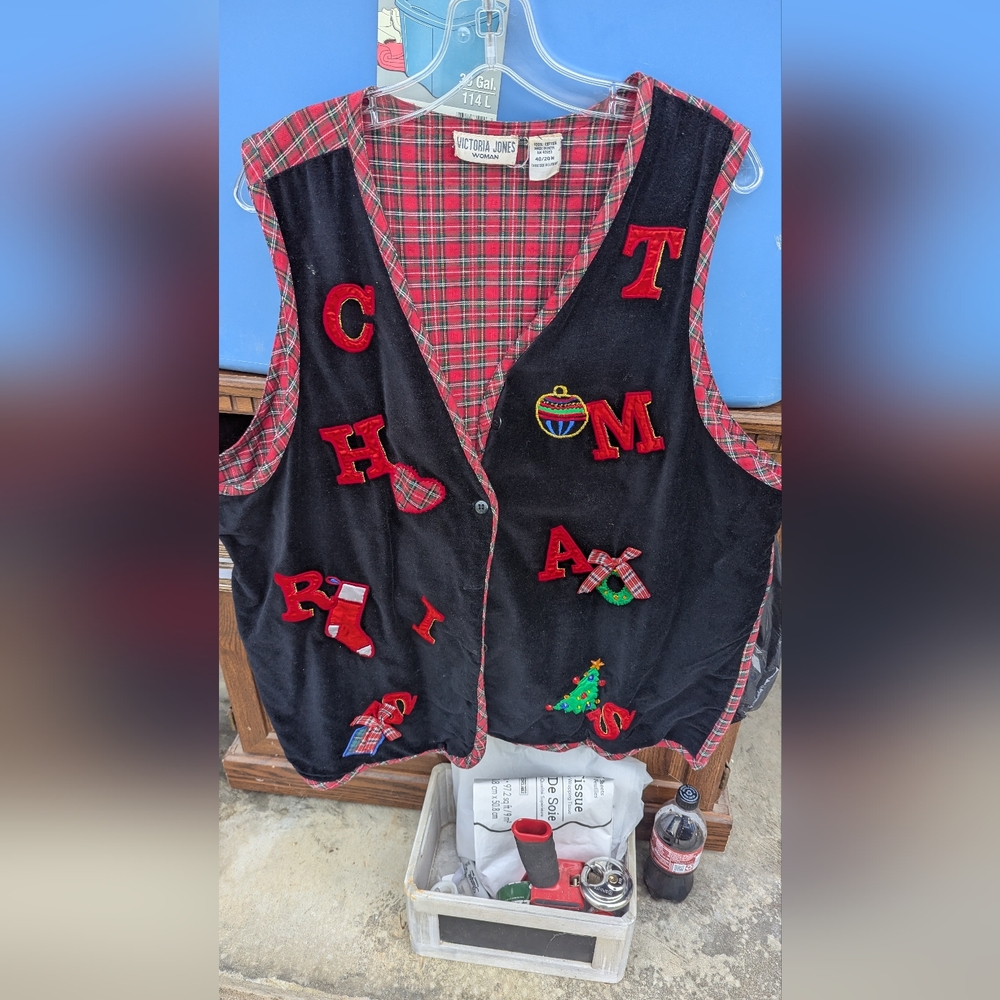 Black and Red Christmas Vest
